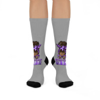 Domestic Violence Warrior Afro Messy Bun Crew Socks | Artistshot