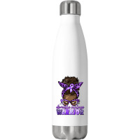 Domestic Violence Warrior Afro Messy Bun Stainless Steel Water Bottle | Artistshot