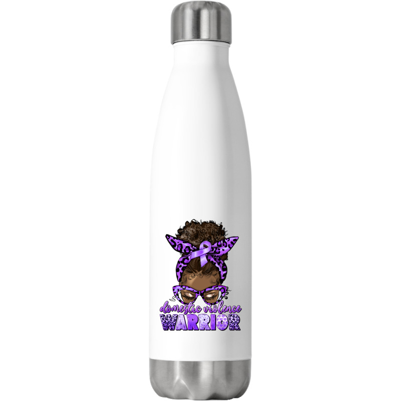 Domestic Violence Warrior Afro Messy Bun Stainless Steel Water Bottle | Artistshot