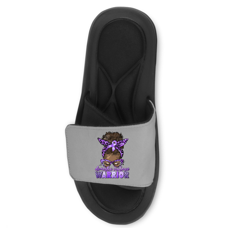 Domestic Violence Warrior Afro Messy Bun Slide Sandal | Artistshot