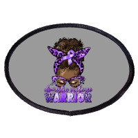 Domestic Violence Warrior Afro Messy Bun Oval Patch | Artistshot