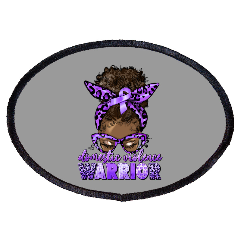 Domestic Violence Warrior Afro Messy Bun Oval Patch | Artistshot