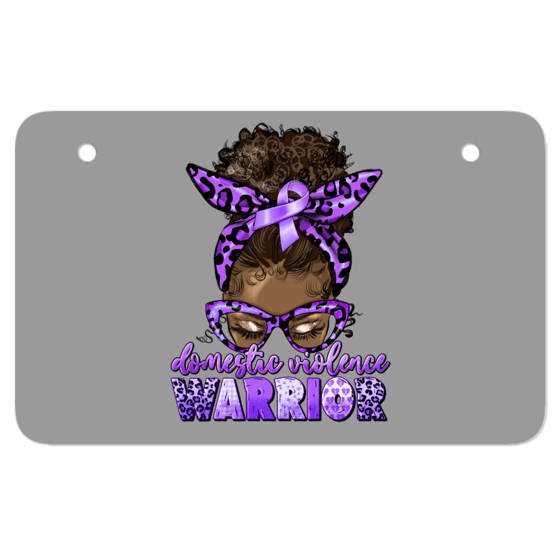 Domestic Violence Warrior Afro Messy Bun Atv License Plate | Artistshot