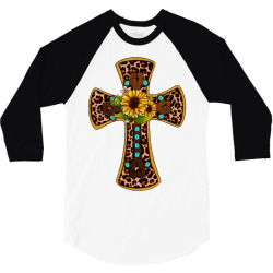 leopard gemstone sunflower cross 3/4 Sleeve Shirt | Artistshot