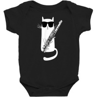 Funny Cat Wearing Sunglasses Playing Flute Baby Bodysuit | Artistshot