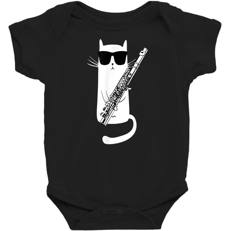 Funny Cat Wearing Sunglasses Playing Flute Baby Bodysuit | Artistshot