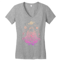 Meditating Astronaut Planets Colorful Lotus Women Meditation Tank Top Women's V-neck T-shirt | Artistshot