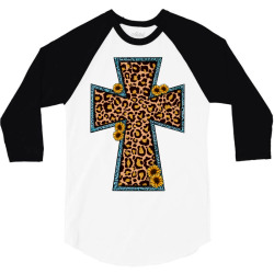 leopard sunflower cross 3/4 Sleeve Shirt | Artistshot