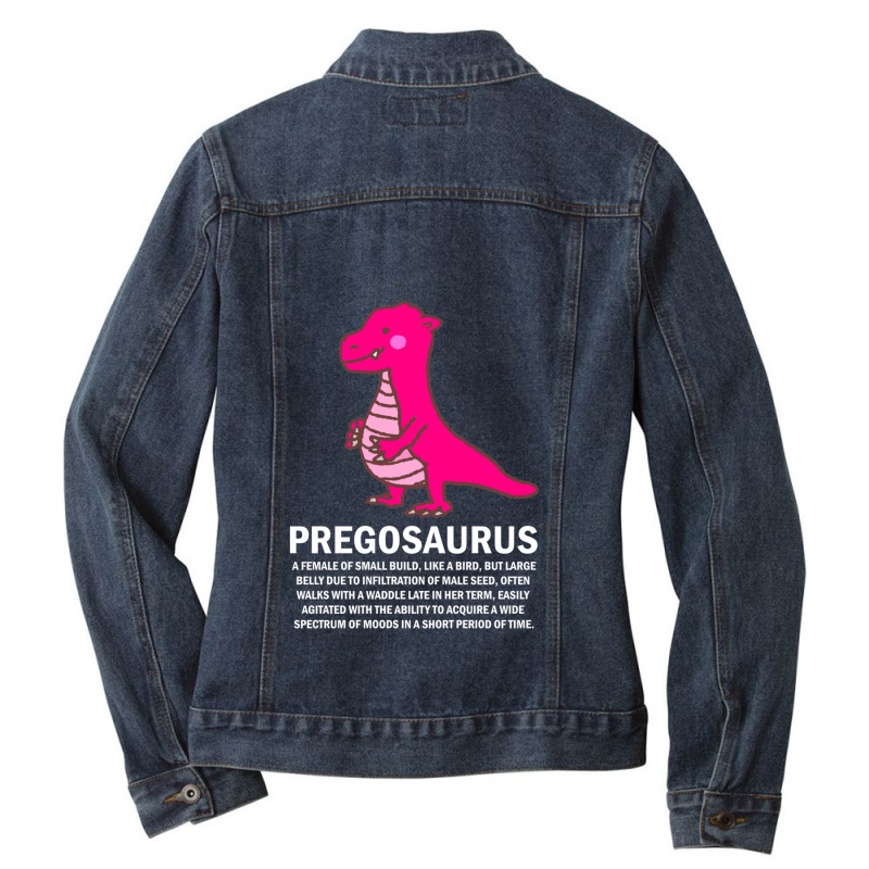 Pregosaurus Definition Funny Pregnancy Maternity Ladies Denim Jacket by CameronAlvarado | Artistshot