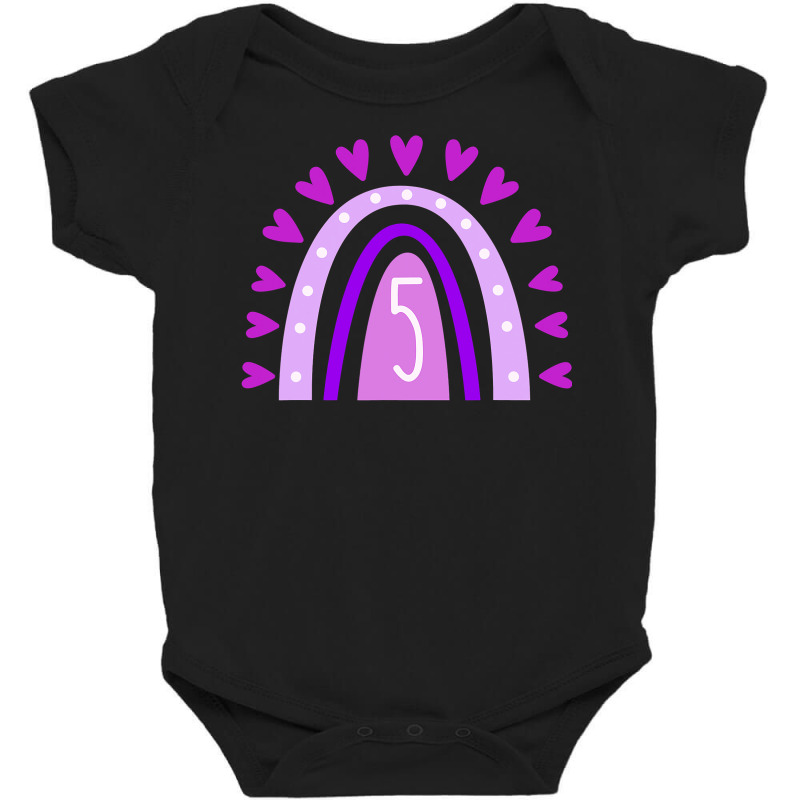 Kids 5th Birthday Purple Boho Rainbow 5 Year Old Girl Second Baby Bodysuit | Artistshot