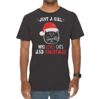 Just A Girl Who Loves Cats And Christmas Vintage T-shirt | Artistshot