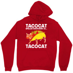 cat t  shirt taco & cat tacocat spelled backward is tacocat t  shirt Unisex Hoodie | Artistshot