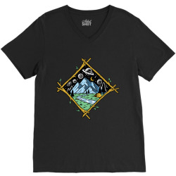 Mountain view at night isolated V-Neck Tee | Artistshot
