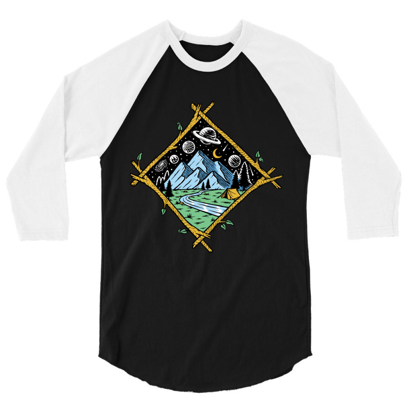 Mountain View At Night Isolated 3/4 Sleeve Shirt | Artistshot
