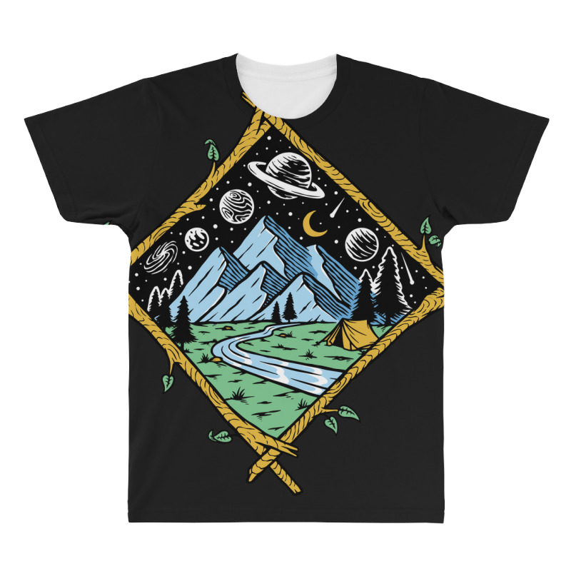 Mountain View At Night Isolated All Over Men's T-shirt | Artistshot