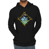 Mountain View At Night Isolated Lightweight Hoodie | Artistshot