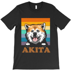 dog lover t  shirt akita distressed retro sunset dog face design t  sh T-Shirt | Artistshot