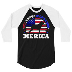 bloodhound 4th of july american flag 3/4 Sleeve Shirt | Artistshot