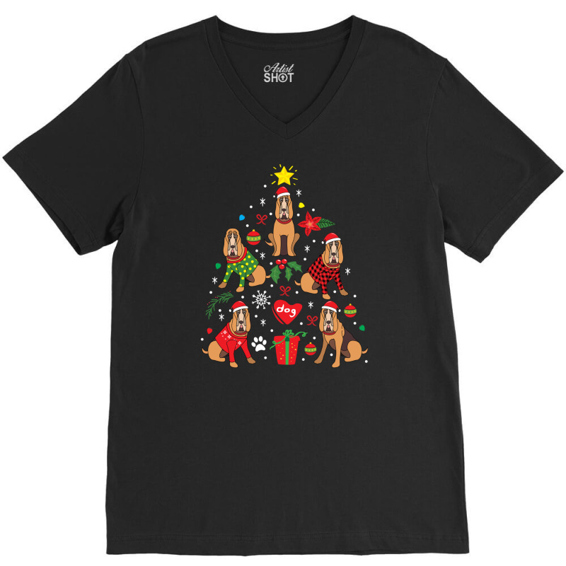 Bloodhound Christmas Ornament Tree V-neck Tee | Artistshot