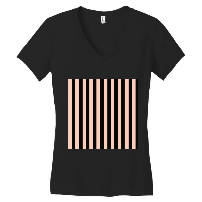 Light Pink And Black Vertical Stripes Pattern Design Women's V-Neck T-Shirt by ULISESMORENO | Artistshot