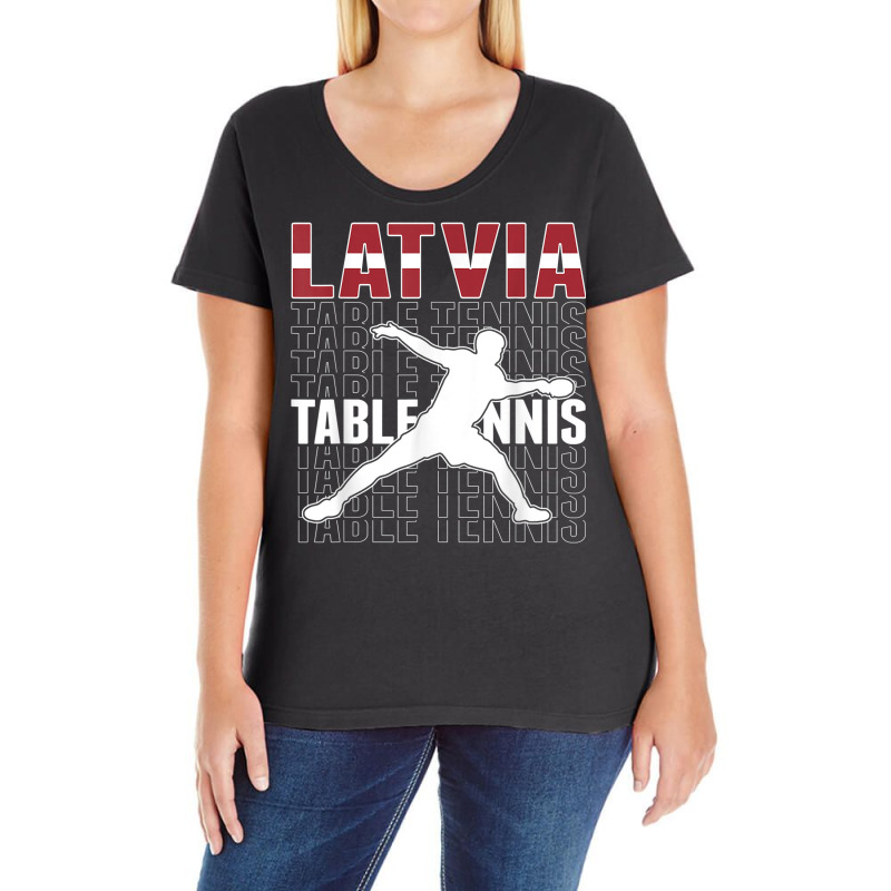 Proud Latvia Table Tennis Fans Jersey Latvian Flag Ping Pong Ladies Curvy T-Shirt by Garnet | Artistshot