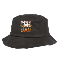 hawaii pineapple t  shirthawaii pineapple showing beach at sunset t  s Bucket Hat | Artistshot