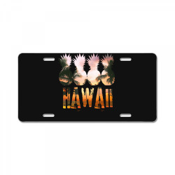 hawaii pineapple t  shirthawaii pineapple showing beach at sunset t  s License Plate | Artistshot