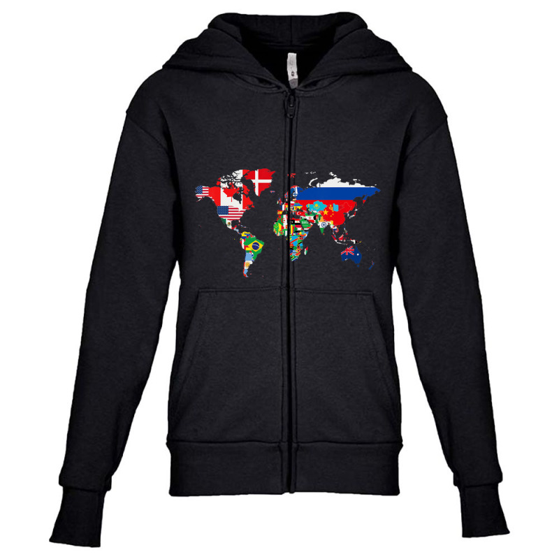 International World Flags Flags World Map S Youth Zipper Hoodie by cm-arts | Artistshot