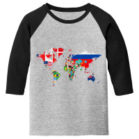 International World Flags Flags World Map S Youth 3/4 Sleeve | Artistshot