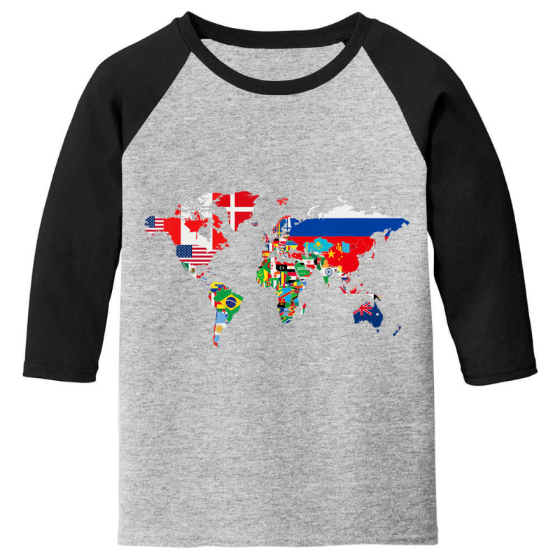 International World Flags Flags World Map S Youth 3/4 Sleeve by cm-arts | Artistshot