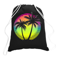 Sunset T  Shirt Synthwave Sunset T  Shirt Drawstring Bags | Artistshot