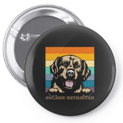 dogs t  shirt golden retriever distressed retro sunset dog face design Pin-back button | Artistshot