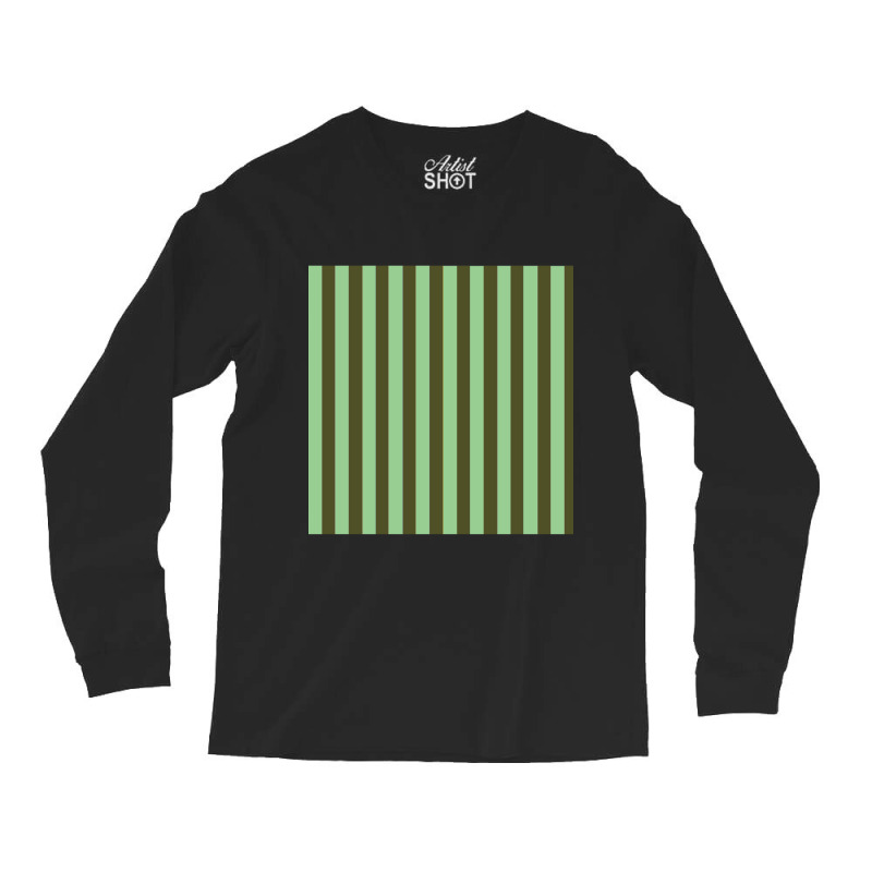 Olive Green And Light Green Vertical Stripes Pattern Long Sleeve Shirts | Artistshot