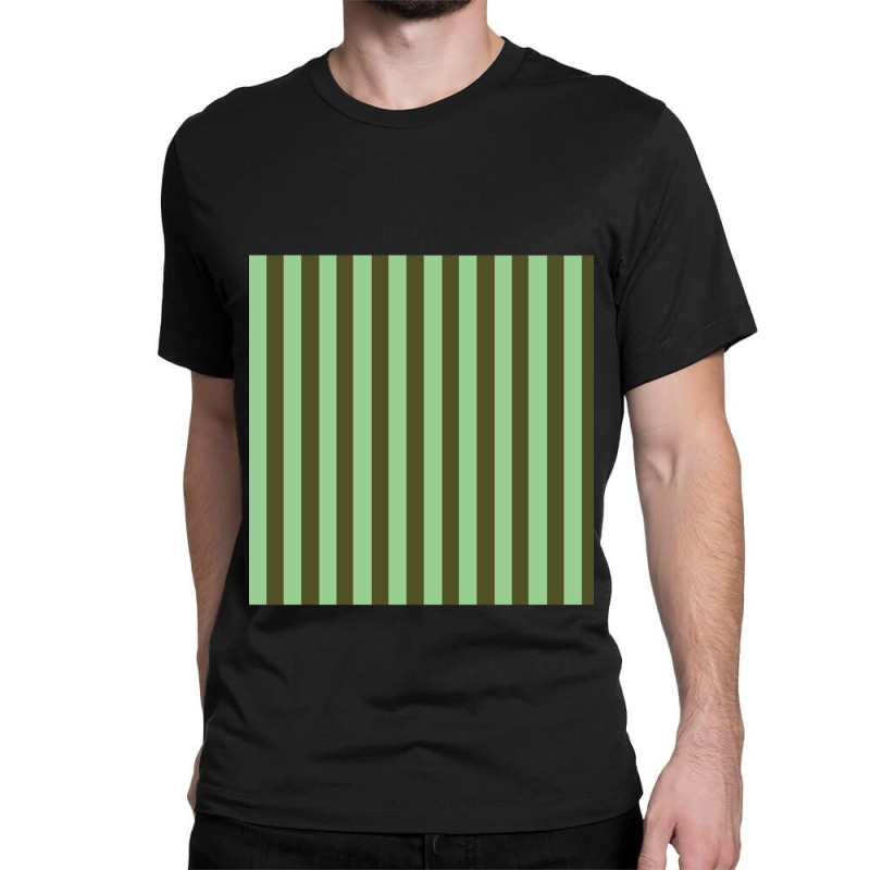 Olive Green And Light Green Vertical Stripes Pattern Classic T-shirt | Artistshot