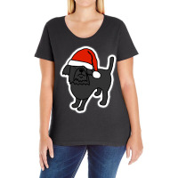 Cute Dog Wearing A Santa Hat At Christmas Ladies Curvy T-shirt | Artistshot