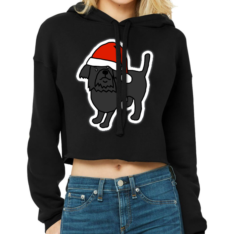 Cute Dog Wearing A Santa Hat At Christmas Cropped Hoodie by Mello Greenwood | Artistshot