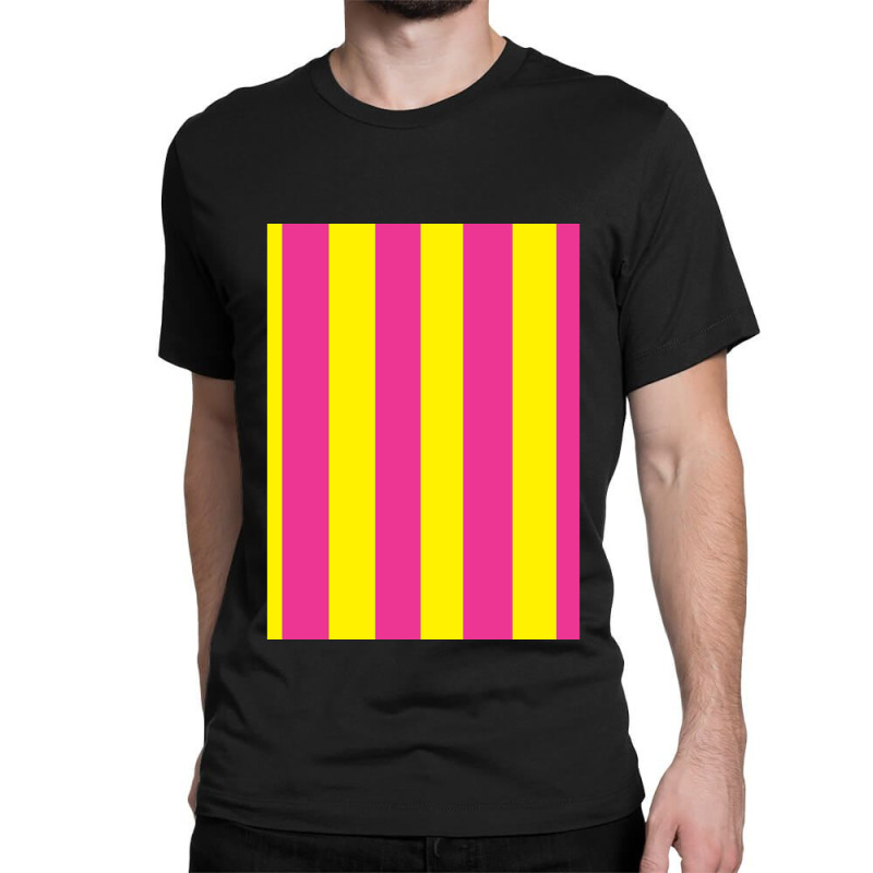 Pink And Yellow Vertical Stripes Design Classic T-shirt | Artistshot