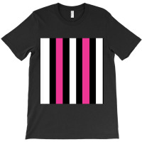 Pink, Black And White Vertical Stripes Design Chiffon Top T-shirt | Artistshot