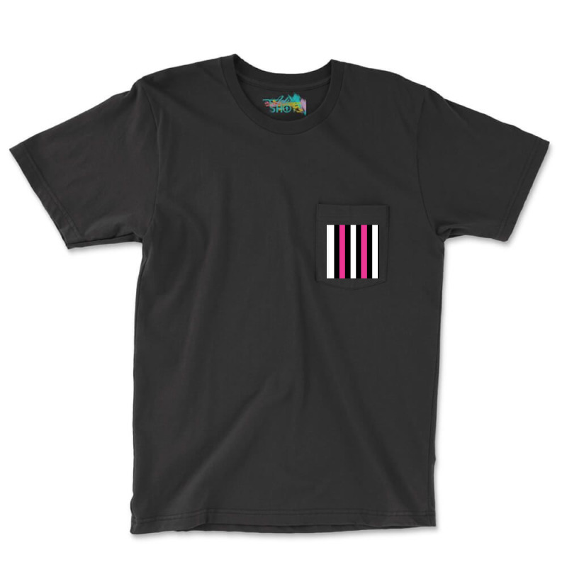 Pink, Black And White Vertical Stripes Design Chiffon Top Pocket T-shirt | Artistshot