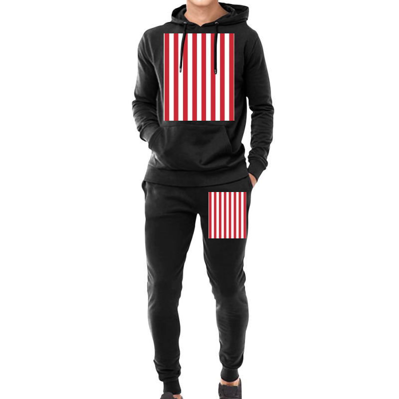 Red And White Vertical Stripes Pattern Graphic Hoodie & Jogger Set | Artistshot