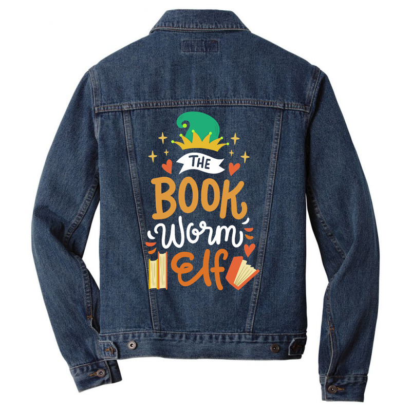 Christmas Bookworm Elf-1symr Men Denim Jacket by Oreilly Ulrich | Artistshot