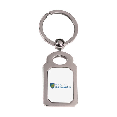 College Of St. Scholastica Silver Rectangle Keychain Designed By Sophiavictoria