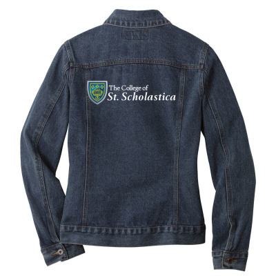 College Of St. Scholastica Ladies Denim Jacket Designed By Sophiavictoria