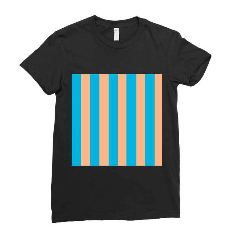 Turquoise And Tan Vertical Stripes Pattern Ladies Fitted T-Shirt by ULISESMORENO | Artistshot