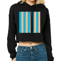 Turquoise And Tan Vertical Stripes Pattern Cropped Hoodie | Artistshot