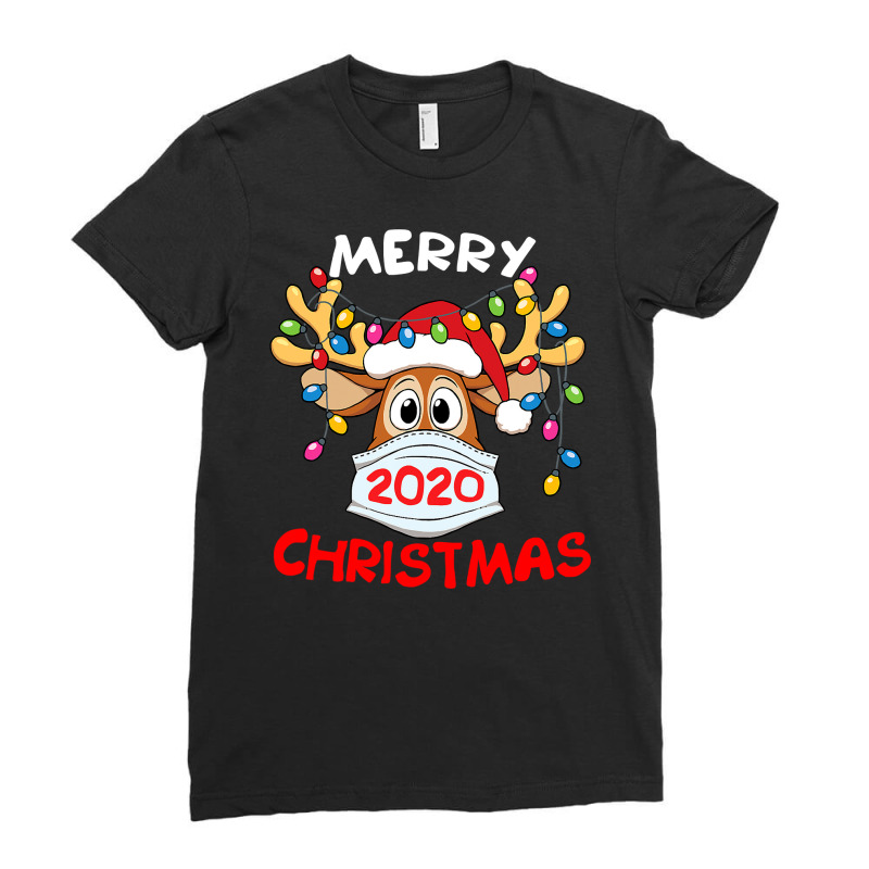 Reindeer In Mask Shirt Funny Merry Christmas 2020 T Shirt Ladies Fitted T-Shirt by MG91 | Artistshot