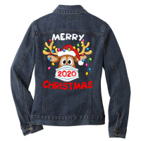 Reindeer In Mask Shirt Funny Merry Christmas 2020 T Shirt Ladies Denim Jacket | Artistshot