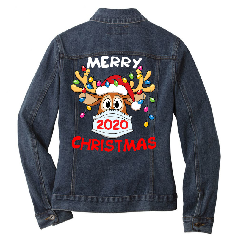 Reindeer In Mask Shirt Funny Merry Christmas 2020 T Shirt Ladies Denim Jacket by MG91 | Artistshot