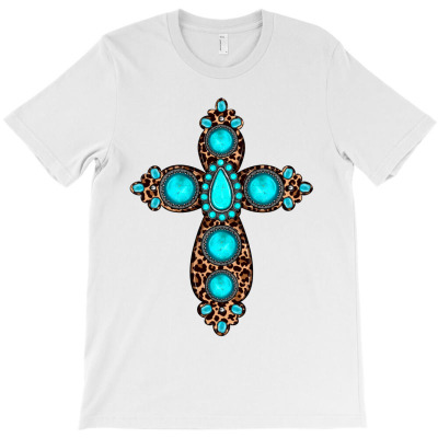 Gemstone Leopard Cross T-shirt Designed By Angel Clark