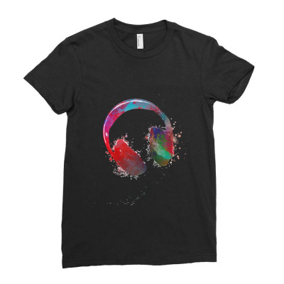 Headphones Music T  Shirtmusic Headphones #headphones #music T  Shirt Ladies Fitted T-shirt Designed By Gmraz